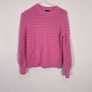 J. Crew Bubblegum Pink Cutout Hole Patterned Pullover Sweater